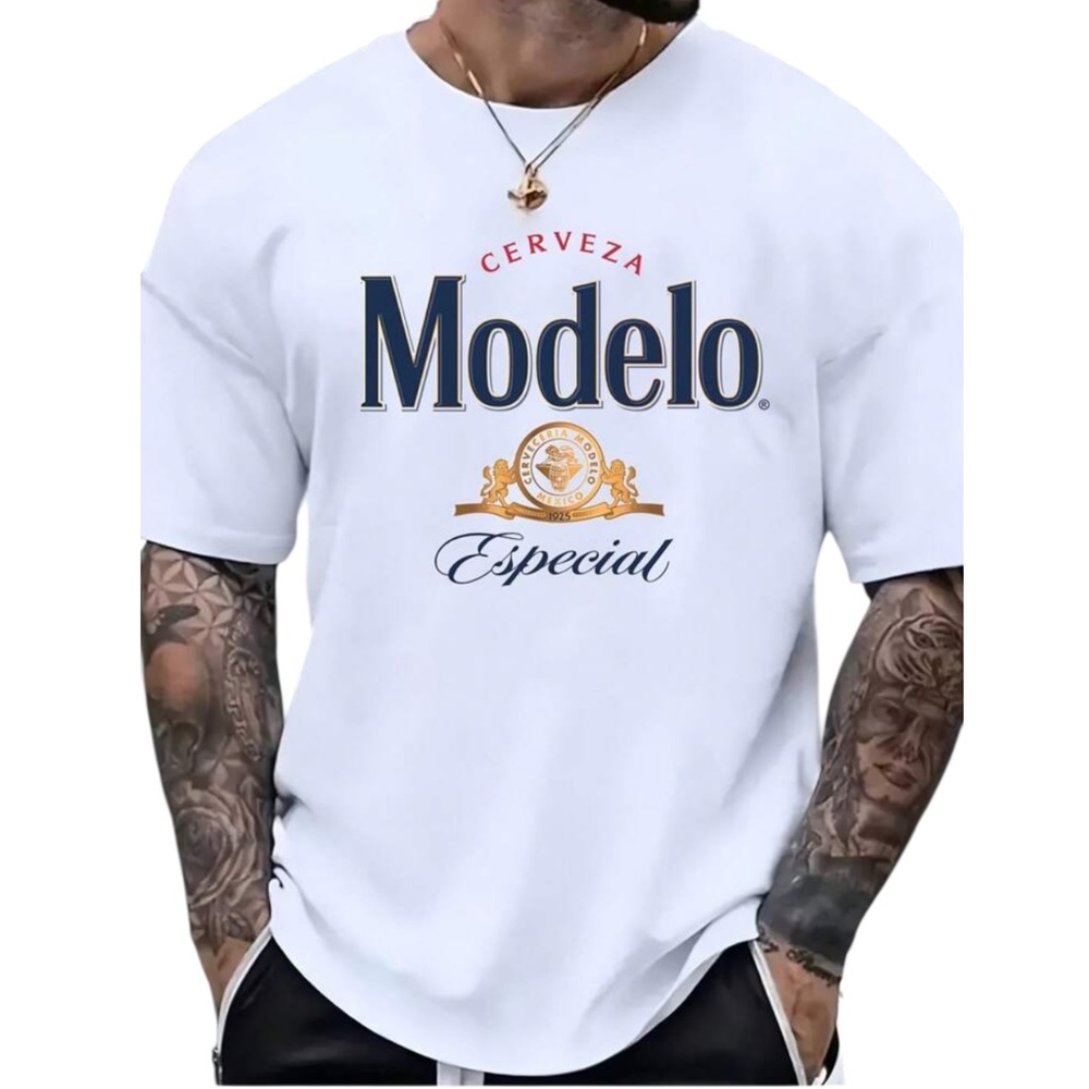 NEW Modelo Men'S Premium Pure Cotton T-Shirt Casual Round Neck Short Sleeve